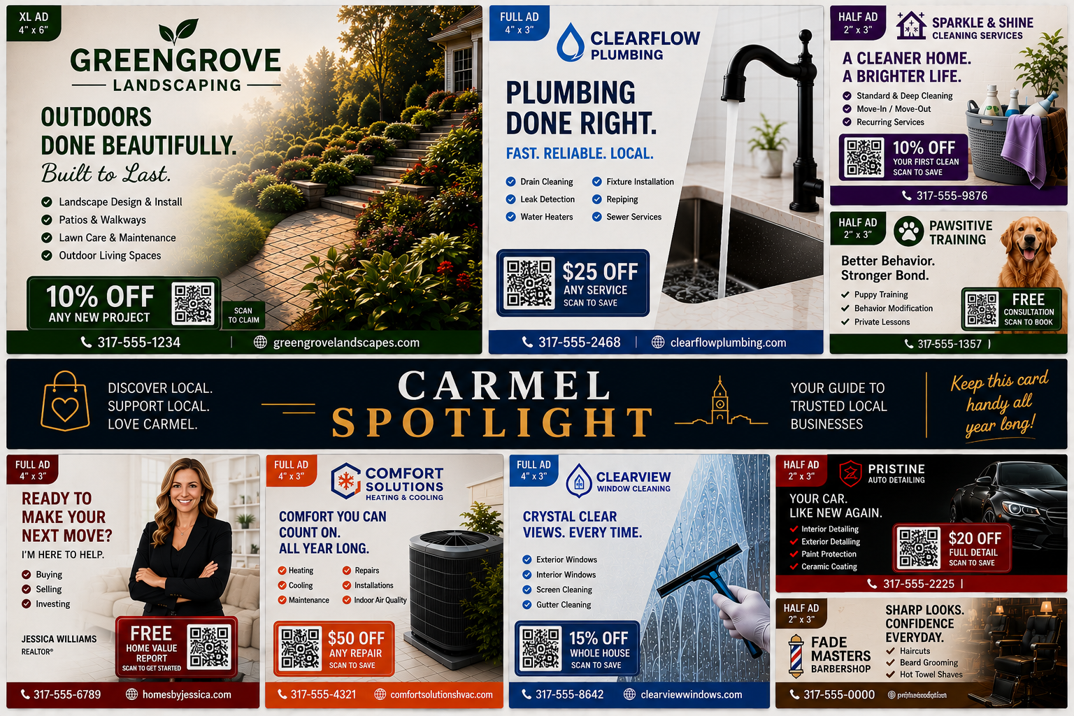 Example of a shared Carmel local business direct-mail campaign