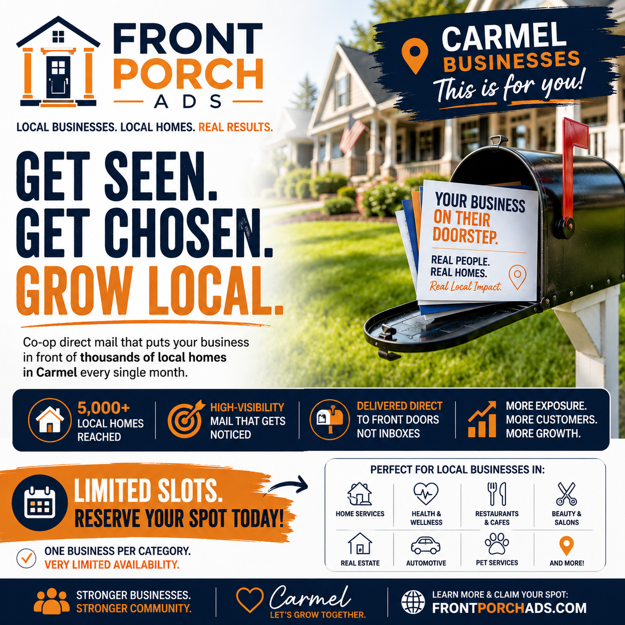 Front Porch Ads local direct mail campaign creative